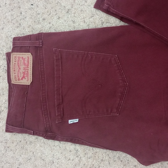 Levi's 505 Burgundy Straight Leg Jeans - Picture 5 of 7